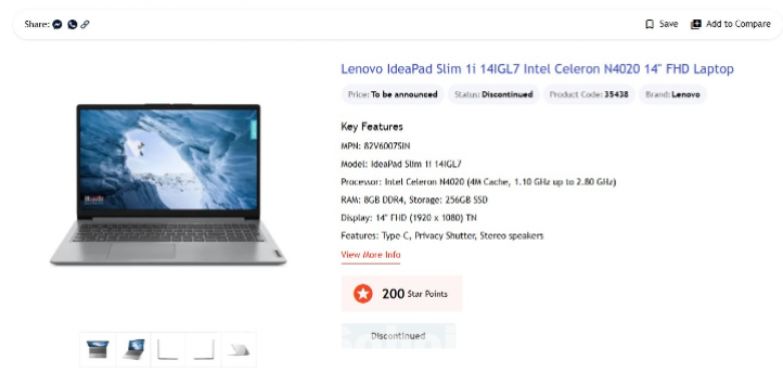 New Laptop Lenovo IdeaPad 1 8GB Intel Celeron SSD 512GB